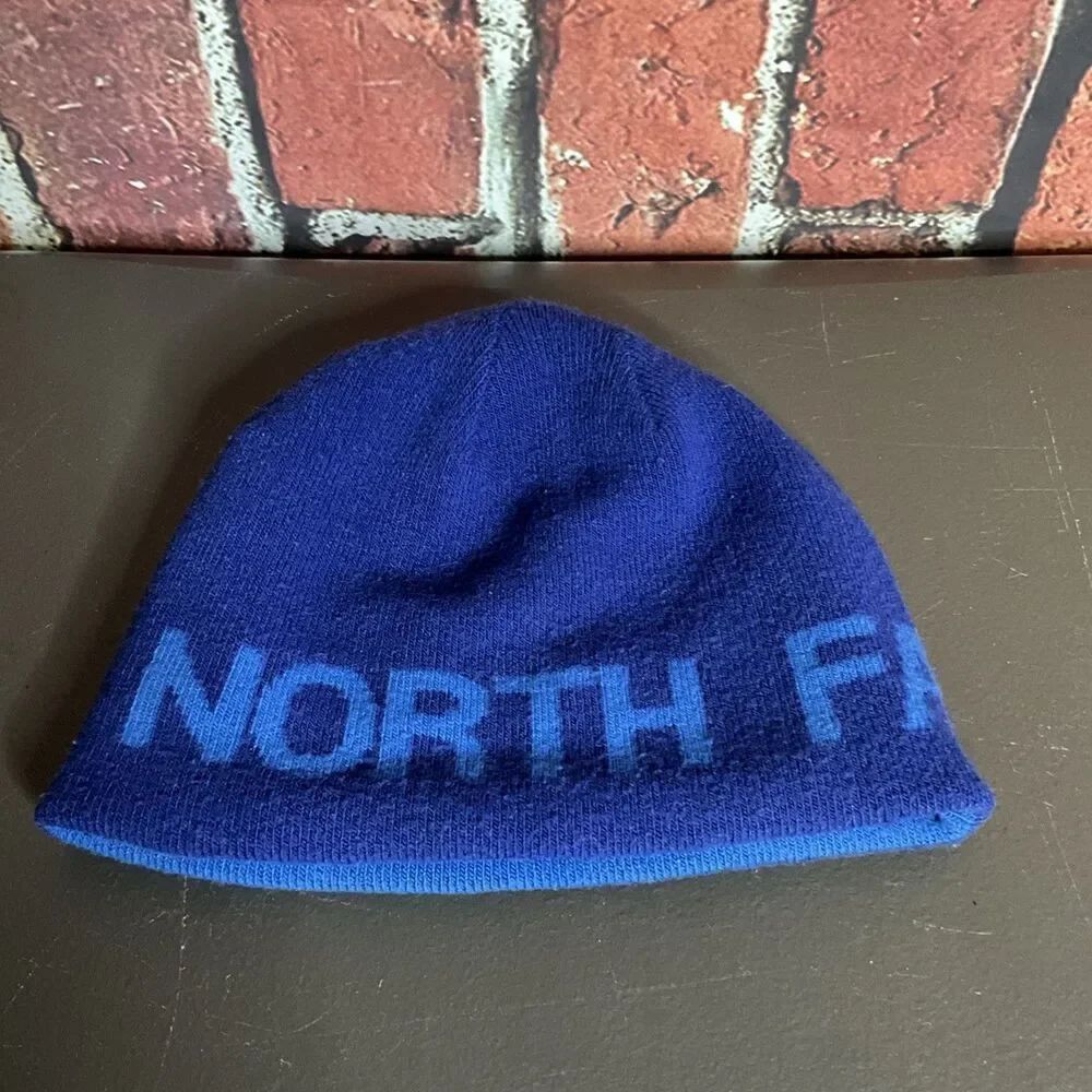 The North Face Beanie Hat Winter Reversible Blue